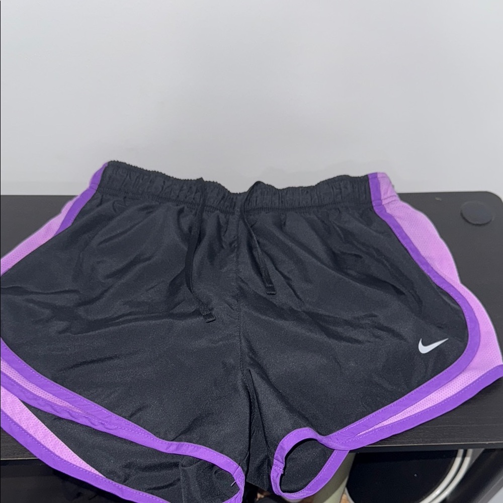 Nike Black and Purple Athletic Shorts Lightweight Design